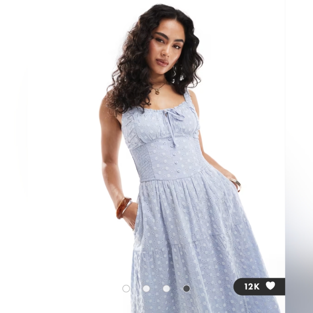 Hollister Blue Sweetheart Neck Maxi Sundress w/ Thigh-High Slit